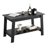 Tavolino rustico Garvee con doppio ripiano, rettangolare, in legno, finitura nera, per soggiorno e ufficio, 31,5x15,4x18,9 pollici - Nero