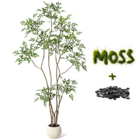 Pianta artificiale da interno Garvee, albero Nandina da 2,1 m con vaso bianco, realistica, facile da pulire, in plastica, decorazione per soggiorno e ufficio