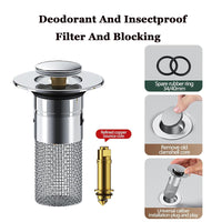 Tappi per lavello da cucina Garvee, confezione da 2, in acciaio inox anti-intasamento: tappi di scarico antiruggine per uso domestico e catering con funzione di filtro e sifone antiodore.