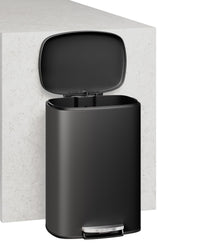 Set di bidoni della spazzatura in metallo Garvee da 13 galloni e 2,6 galloni, antiruggine, pedale, per cucina e bagno, nero, compatto