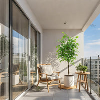 Albero artificiale da interno Garvee con foglie di gomma, tronco naturale, fioriera stabile per casa e ufficio, moderno, facile da curare
