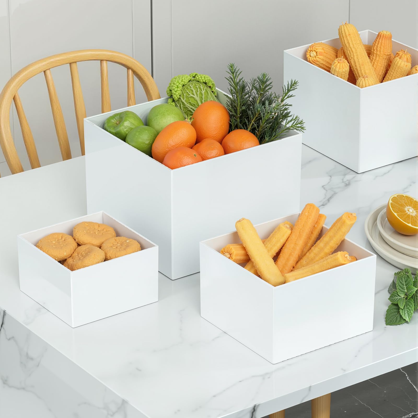 Espositore per buffet Garvee in acrilico bianco, impilabile, stabile, per feste e matrimoni, 7-10 pollici