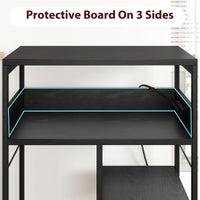 Tavolo porta stampante mobile Garvee di grandi dimensioni con prese di corrente e USB, carrello a 4 ripiani, struttura in metallo, pannello in MDF, ruote con bloccaggio per ufficio e soggiorno, 23,66" L*15,76" W*31,86" H, nero