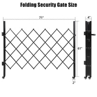 Cancello di sicurezza pieghevole singolo Garvee 71"x61" in acciaio con rulli a 360° blocco per cortile e garage nero