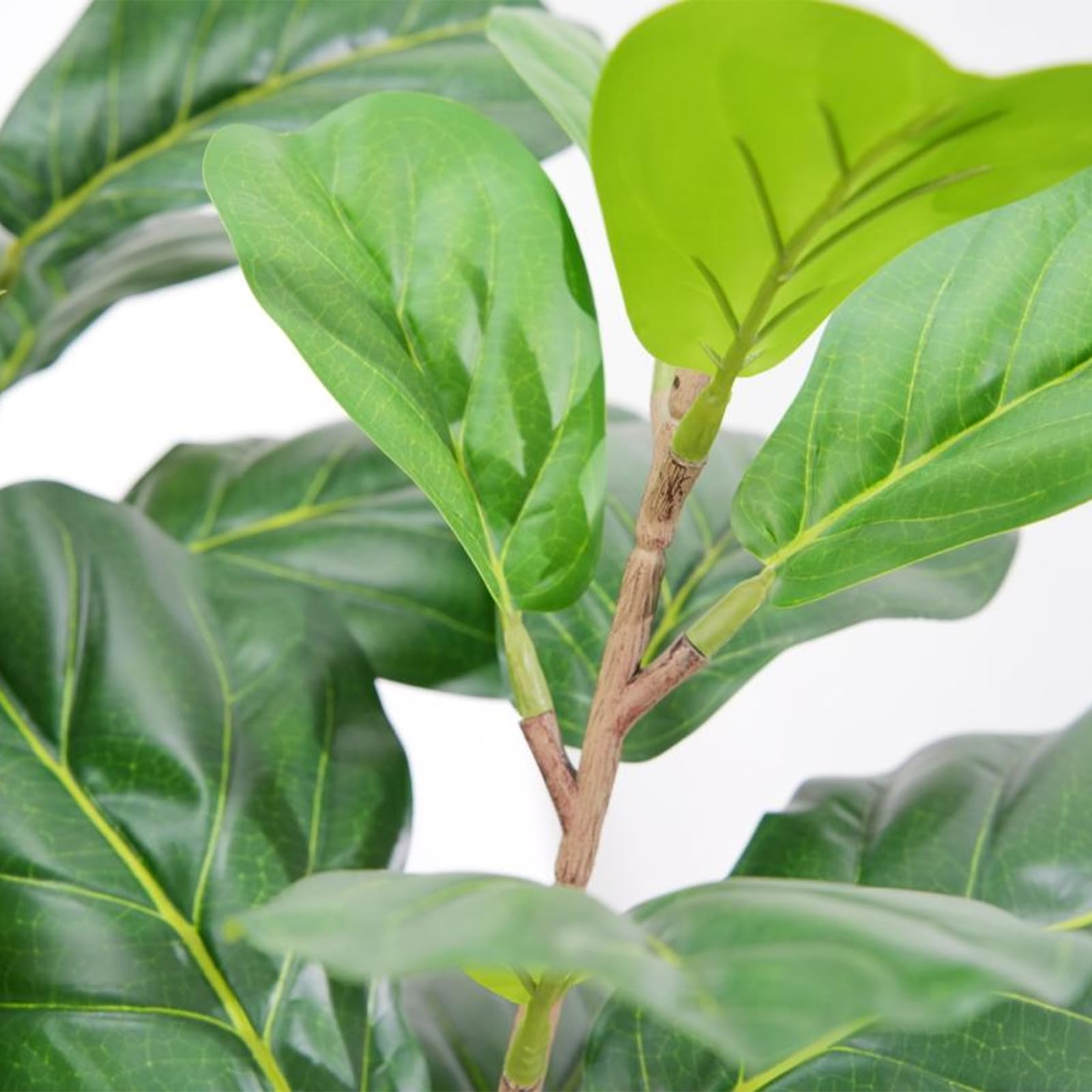 Albero artificiale di Ficus Lyrata Garvee da 5 piedi con vaso in vera corda, foglie regolabili, base in cemento stabile per soggiorno e ufficio, verde, 1,5 metri