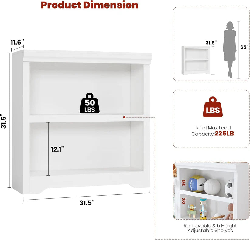 Garvee Libreria Rustica Alta 75" 2-6 Ripiani Regolabili MDF Robusta Anti-Ribaltamento Soggiorno Ufficio Bianco