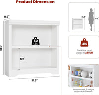Garvee Libreria Rustica Alta 75" 2-6 Ripiani Regolabili MDF Robusta Anti-Ribaltamento Soggiorno Ufficio Bianco