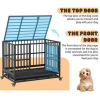 Garvee Heavy Duty Dog Crate 37 pollici con doppia porta, ruote girevoli a 360°, metallo, pieghevole, per cani di piccola e grande taglia, per interni