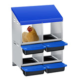 Nido per galline Garvee a 3 fori, in metallo, antiruggine, con vassoio estraibile, per cortile e giardino, comodo e robusto - Blu