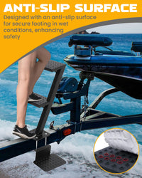 Gradini per rimorchio per barche Garvee con corrimano, 3 gradini, antiscivolo, in acciaio, regolabili, capacità di carico di 400 libbre, per timone di traino, per esterni