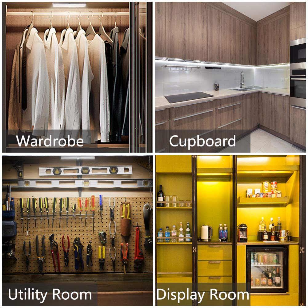 Luci ricaricabili sottopensile Garvee, set da 3 con telecomando, per cucina e mobili, 140 lm, dimmerabili, magnetiche, bianche