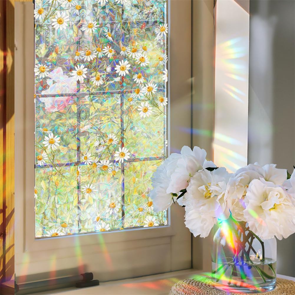 Pellicola protettiva per finestre Garvee con effetto arcobaleno, protezione UV, riutilizzabile, 43x200 cm, per spazi abitativi e lavorativi, multicolore