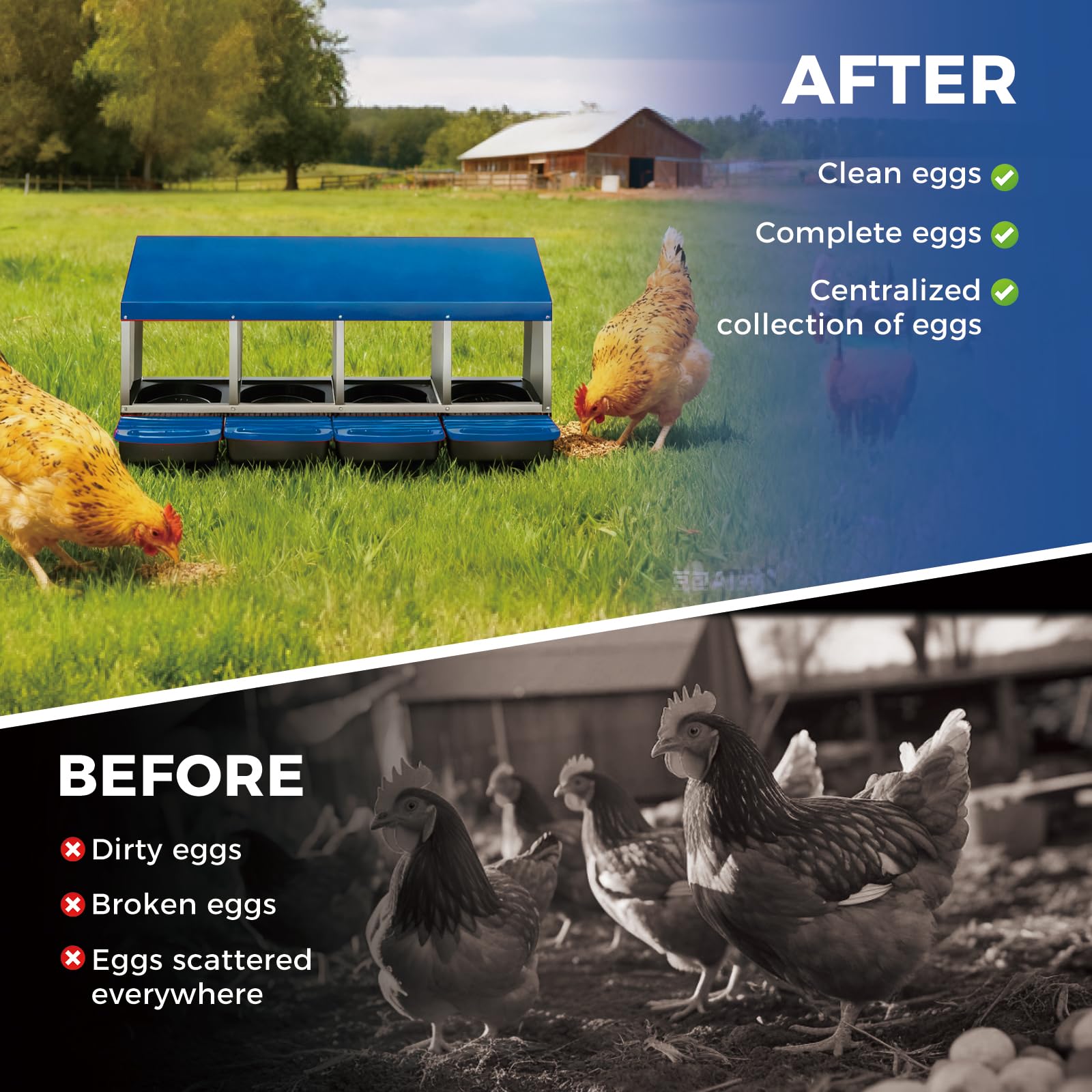 Nido per polli Garvee a 3 fori, in metallo, antiruggine, con vassoio rimovibile per pollaio e fattoria, robusto, facile raccolta delle uova