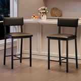Set di 2 sgabelli da bar Garvee, in similpelle, ergonomici e stabili, MDF e acciaio, 25 pollici, per cucina e bar, impermeabili e antiruggine - Pelle nera
