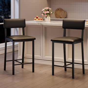 Set di 2 sgabelli da bar Garvee, in similpelle, ergonomici e stabili, MDF e acciaio, 25 pollici, per cucina e bar, impermeabili e antiruggine