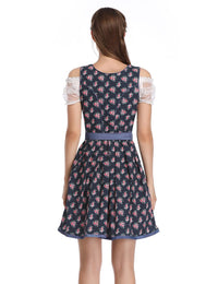 Garvee - Vestito Dirndl da donna, set Oktoberfest bavarese - camicetta e grembiule Dirndl, 3 pezzi, abbigliamento bavarese con motivo floreale, taglia M, colore 01