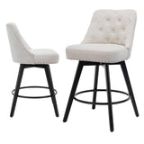 Set Garvee 2 Sgabelli da Bar Altezza Seduta 66 cm, Girevoli con Schienale Capitonné, Rivetti, Cuscino Spesso, Gambe in Legno Nero, Pelle Sintetica, Cucina e Bar