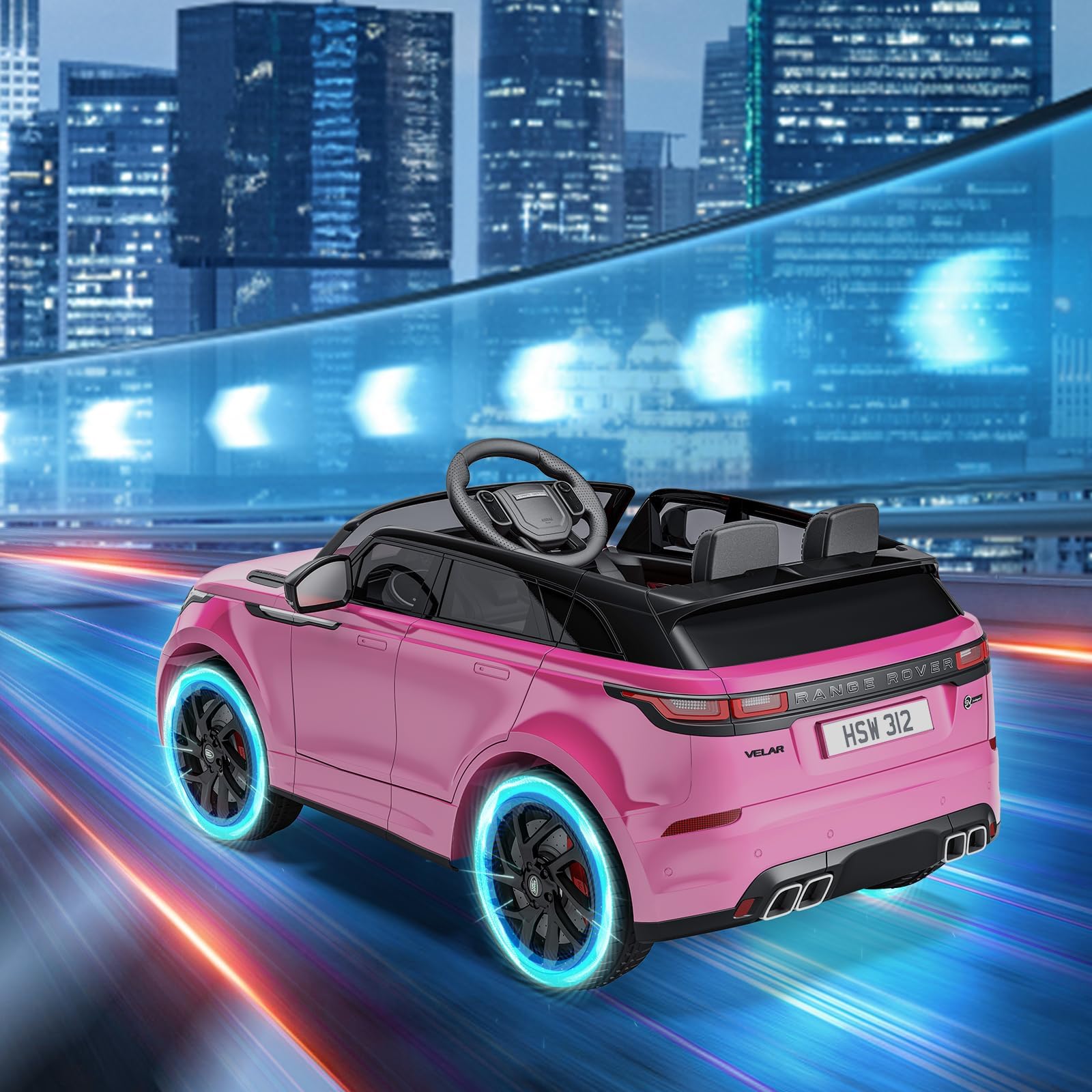 Garvee Kids Electric Car Land Rover 12V – Con telecomando, musica, illuminazione a LED rosa, per bambini e bambine dai 3 anni in su, da usare in giardino, al parco o in cortile.