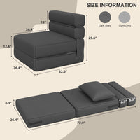 Divano letto pieghevole Garvee in memory foam, tessuto di lino, versatile, soggiorno, ufficio, ospiti, comodo