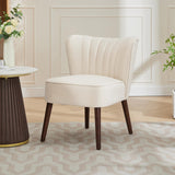 Sedia moderna per soggiorno Garvee in velluto con piedini regolabili, schienale ergonomico, gambe in legno, beige, sala da pranzo, camera da letto - beige