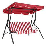 Garvee Sedia Dondolo Da Esterno Con Tettuccio Regolabile, Panca 3 Posti, Cuscini Spessi, Struttura Acciaio, Giardino E Prato - Red Stripe