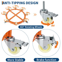 Carrello per Fusti Garvee 55 Galloni 2000 libbre | Ideale per Festa del Papà, Telaio Acciaio Zincato Antiribaltamento con Freni e Ruote Girevoli per Magazzino Officina