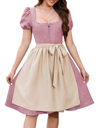 Garvee Dirndl, abito tradizionale da donna midi in pelle scamosciata con grembiule, nero, taglie 34-52