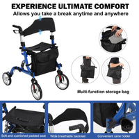 Rollator pieghevole Garvee con ammortizzatori - ruote anteriori da 12" e posteriori da 10" per comfort e sicurezza su tutti i terreni