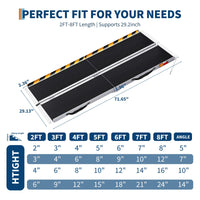 Rampa per sedia a rotelle in alluminio Garvee da 8 piedi: lunghezza massima per gli ostacoli di accesso più difficili e uso professionale con una capacità di carico di 600 libbre, ideale per terapisti e strutture di assistenza