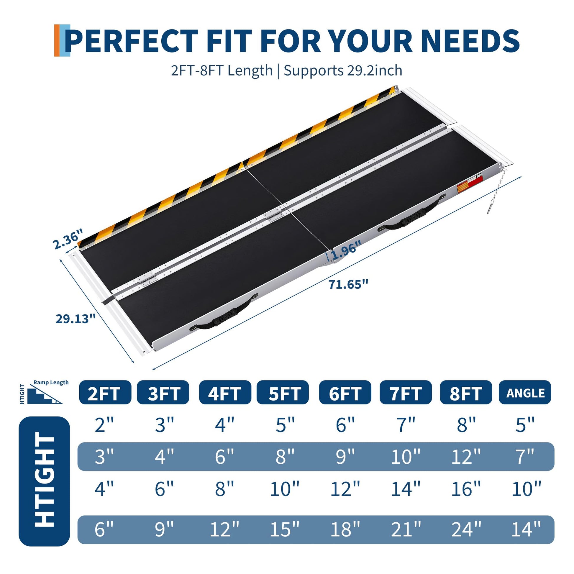 Rampa per sedia a rotelle in alluminio Garvee da 6 piedi: rampa lunga per pendenze più ripide e ostacoli più grandi con capacità di 600 libbre, ideale per camper e auto ribassate