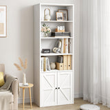 Garvee Libreria Industriale 71.4" con Ante e Ripiani, Ampio Spazio, Porta Scorrevole, Bianco, Anti-Ribaltamento, Soggiorno/Ufficio - Bianco