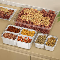 Vassoio di servizio diviso Garvee Large Snack Box con coperchio per piatti da snack portatili, organizer trasparente con scomparti multipli.