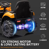 Trattore elettrico per bambini Garvee 12V 4 in 1 con telecomando, escavatore, bulldozer, tetto rimovibile, per bambini da 3 a 8 anni