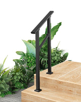 Garvee Corrimano per Scale Esterne in Metallo Nero, Regolabile Altezza e Angolo, Rivestimento Antiruggine, Sicuro per Scale e Verande - Black