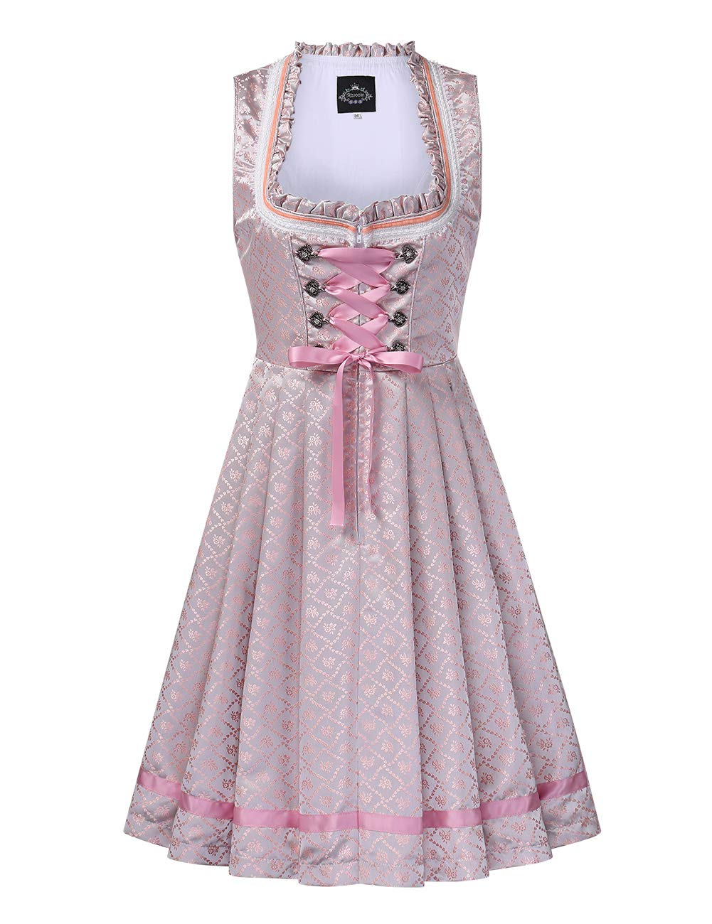 Garvee Dirndl Abito tradizionale da donna con grembiule in pizzo per l'Oktoberfest, rosa, taglia 36, design elegante
