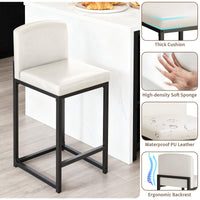 Set di 2 sgabelli da bar Garvee, moderni, altezza 24", similpelle, struttura in metallo, cucina e sala da pranzo, salvaspazio, nero