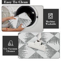 Tappeto lavabile Garvee per soggiorno, 80x150 cm, grigio, antiscivolo, facile da pulire, pelo corto, moderno, adatto per camera da letto, sala da pranzo, cameretta dei bambini