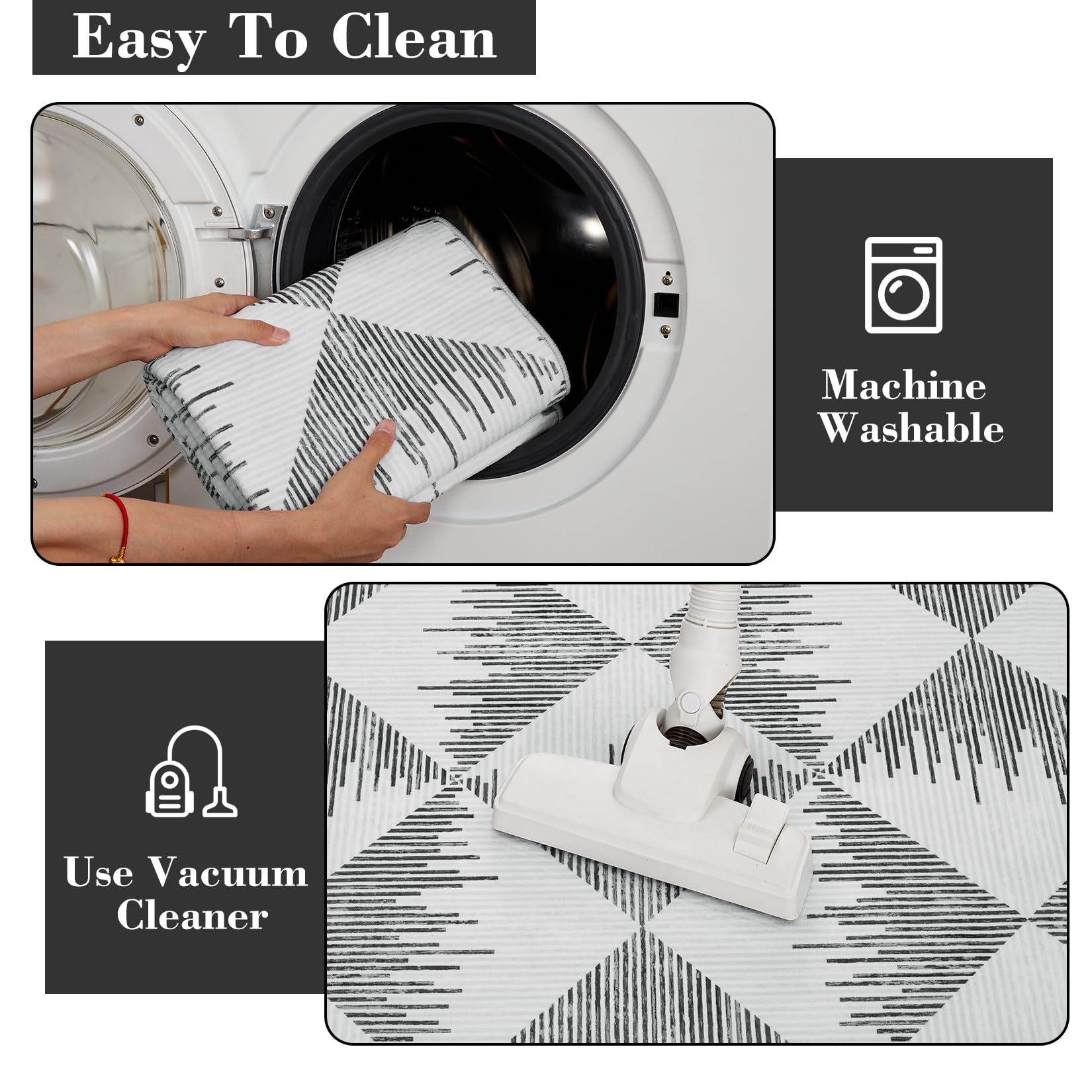 Tappeto per soggiorno Garvee 200x290cm, grande, lavabile, antiscivolo, a pelo corto, per soggiorno, camera da letto, sala da pranzo, grigio