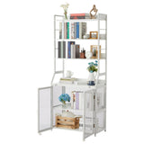 Garvee Scrivania Libreria 2-in-1 con Scaffali, Design Industriale, Metallo e Pannelli in Particelle, 178 cm Alta, Bianca, Multiuso per Ufficio e Soggiorno - White