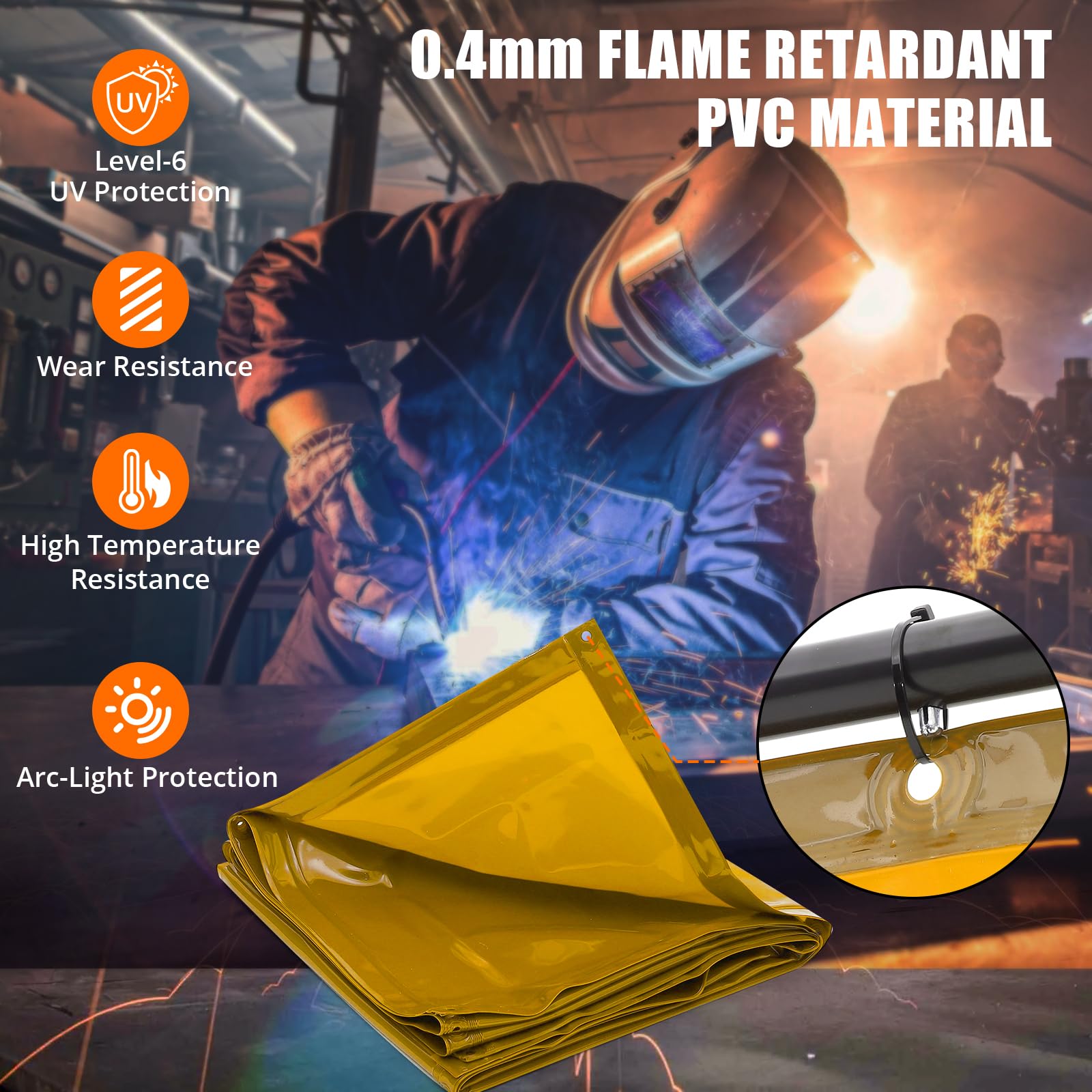 Schermo Saldatura Garvee 3 Pannelli 8x6 Piedi PVC Ignifugo su Ruote - Ideale per Officina Festa del Papà