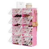 Garvee Organizzatore Scarpe 6 Ripiani Espandibile 24 Paia Con 2 Ganci Per Ingresso E Armadio Plastica PP Resistente - Pink
