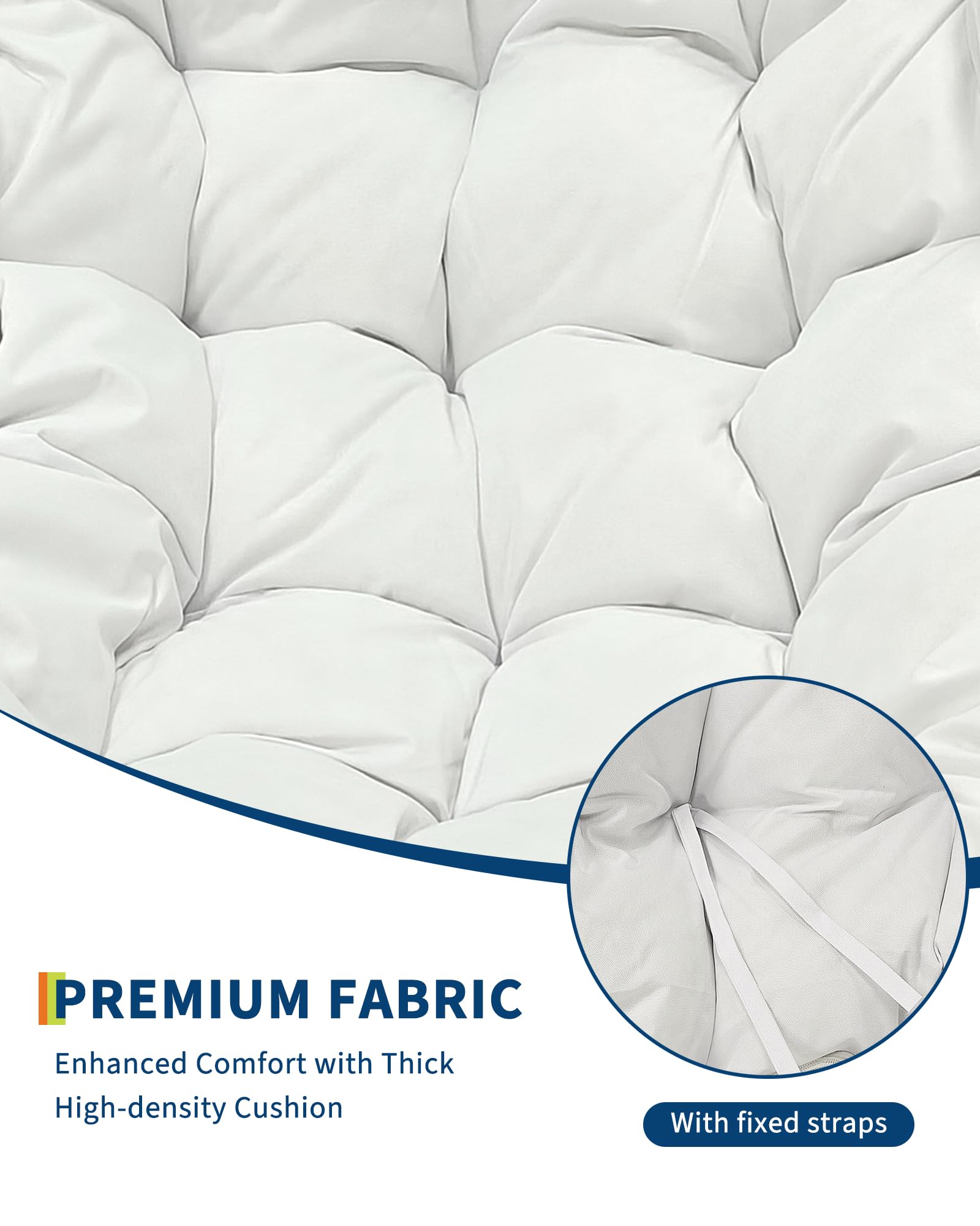 Sedia a dondolo da esterno Garvee Papasan, in vimini, con cuscino e struttura in metallo, per balcone, giardino, soggiorno, ergonomica, resistente alle intemperie, in rattan, in textilene resistente ai raggi UV