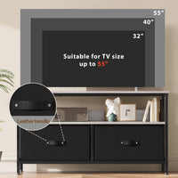 Mobile TV Garvee da 50 pollici, mobiletto TV compatto per soggiorno, 2 cassetti, legno grigio, cassetti neri, consolle TV in stile cassettiera, camera da letto