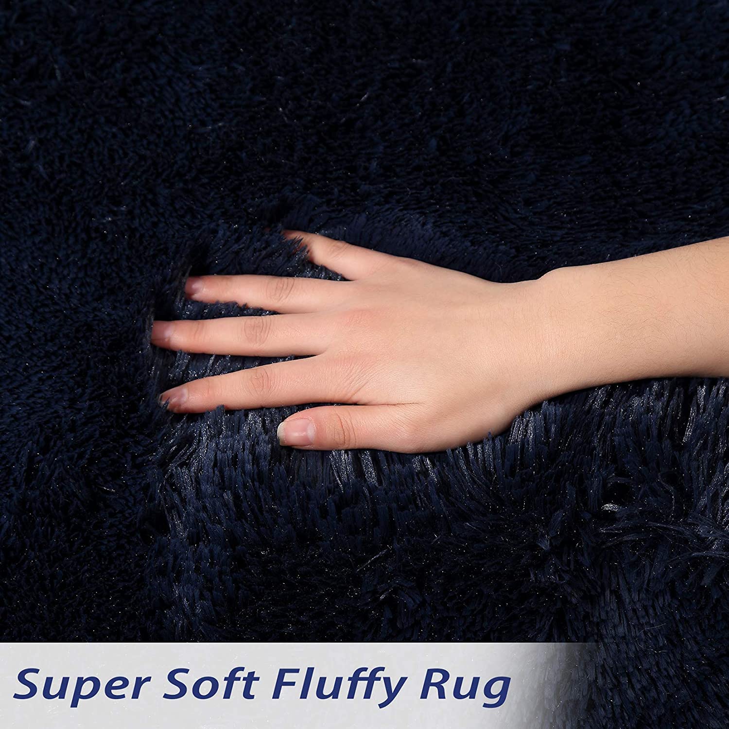 Tappeto Garvee Navy Extra Large 9' x 12' in soffice poliestere ad alta densità antiscivolo per soggiorno e cameretta dei bambini