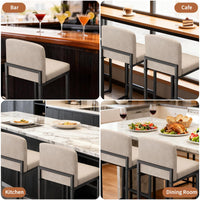 Set di 2 sgabelli da bar Garvee moderni con schienale e poggiapiedi, altezza regolabile, beige, isola cucina e sala da pranzo