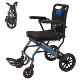 Garvee Sedia a Rotelle Pieghevole Leggera in Alluminio Aeronautico con Ruote Posteriori Ammortizzate 10" Blu Navy per Mobilità e Trasporto