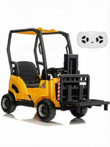 Garvee Carrello Elevatore Elettrico 12V per Bambini con Forca Regolabile Palette Giallo per Interni ed Esterni 117x55x98cm - Jaune