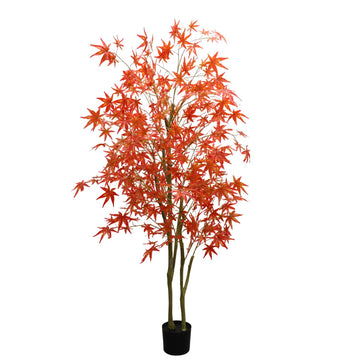 Garvee 6 piedi albero di acero artificiale decorazione autunnale con foglie di seta morbido vaso di plastica per casa e festa 120 cm rosso