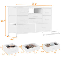 Mobile TV Garvee a 8 cassetti con illuminazione a LED e presa di corrente per soggiorno e camera da letto, bianco, ampio spazio di archiviazione