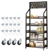 Carrello da cucina Garvee con ruote, 5 ripiani, porta snack, 60 x 27 x 170 cm, nero